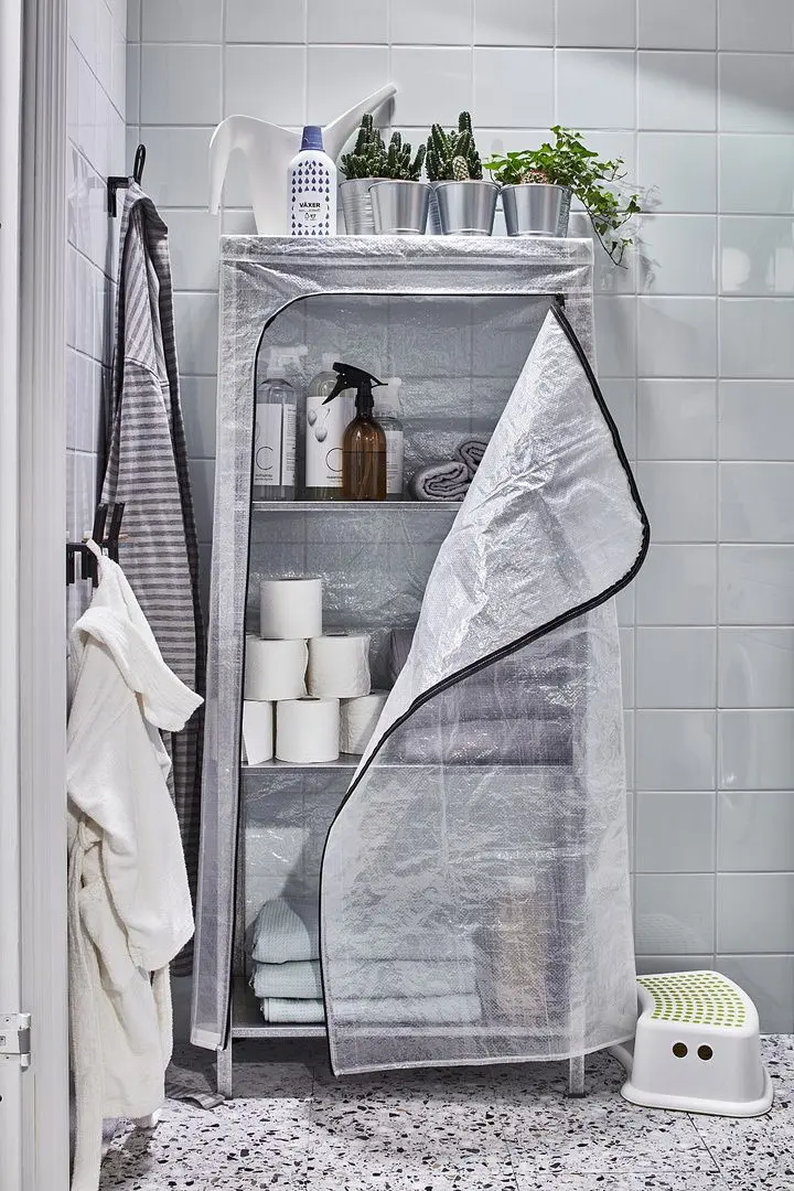 Стеллаж с чехлом Ikea Hyllis 60x27x140 (Нержавеющая Сталь) - 7