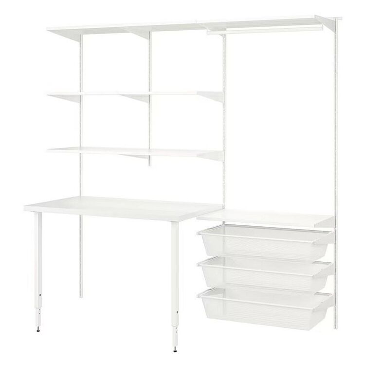 Система хранения Ikea Boaxel/Lagkapten со столом 207x62x201 (Белый ...