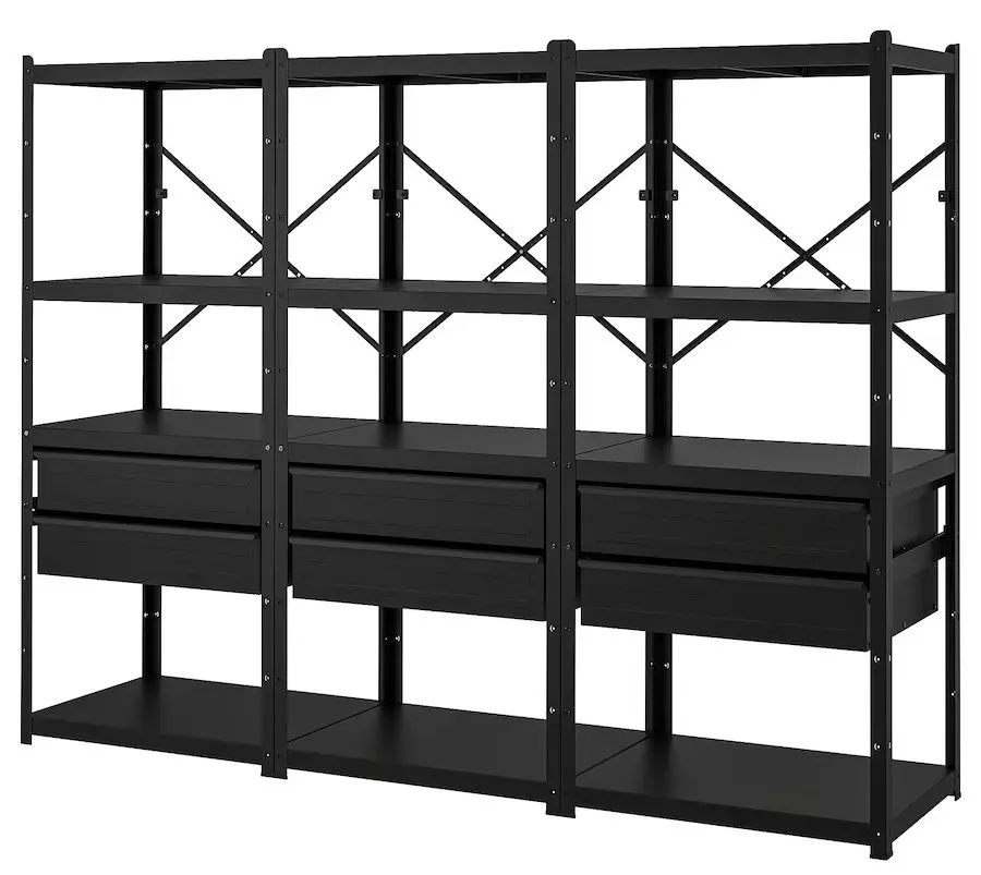 Система хранения Ikea Bror ящики/полки 254x55x190 (Черный)