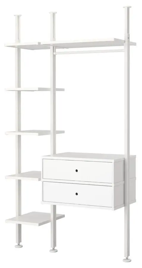 Sistem depozitare Ikea Elvarli 2 sectiuni/2 sertare 135x51x222-350 (Alb)