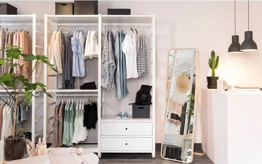 Sistem depozitare Ikea Elvarli 2 sectiuni/2 sertare 165x55x216 (Alb)