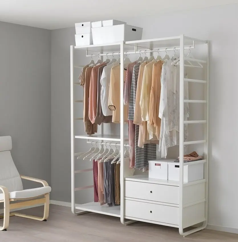 Sistem depozitare Ikea Elvarli 2 sectiuni/2 sertare 165x55x216 (Alb)