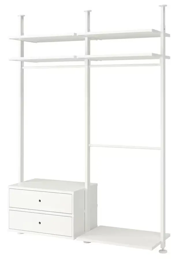 Система хранения Ikea Elvarli 2 секции/2 ящика/полки 175x51x222-350 (Белый)