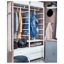 Sistem depozitare Ikea Elvarli 2 sectiuni/4 sertare 165x55x216 (Alb) Thumb