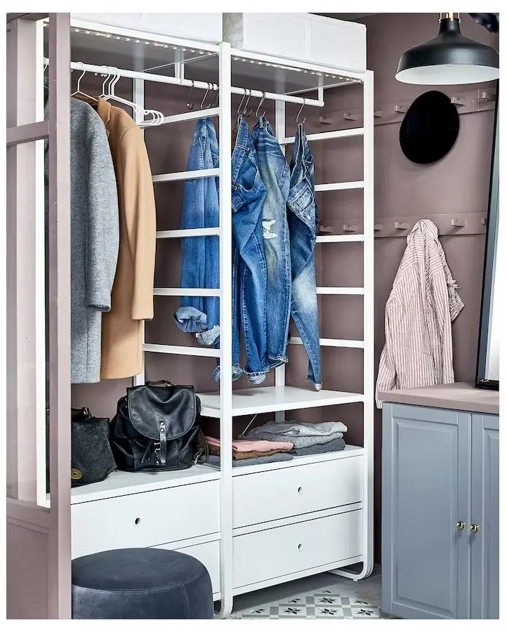 Sistem depozitare Ikea Elvarli 2 sectiuni/4 sertare 165x55x216 (Alb)