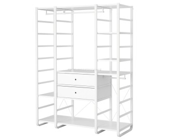 Sistem depozitare Ikea Elvarli 3 sectiuni/2 sertare/rafturi 165x55x216 (Alb)