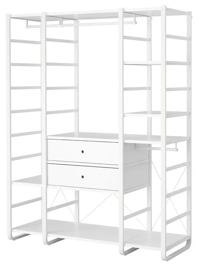 Sistem depozitare Ikea Elvarli 3 sectiuni/2 sertare/rafturi 165x55x216 (Alb)
