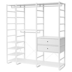 Sistem depozitare Ikea Elvarli 3 sectiuni/2 sertare/rafturi 205x55x216 (Alb)
