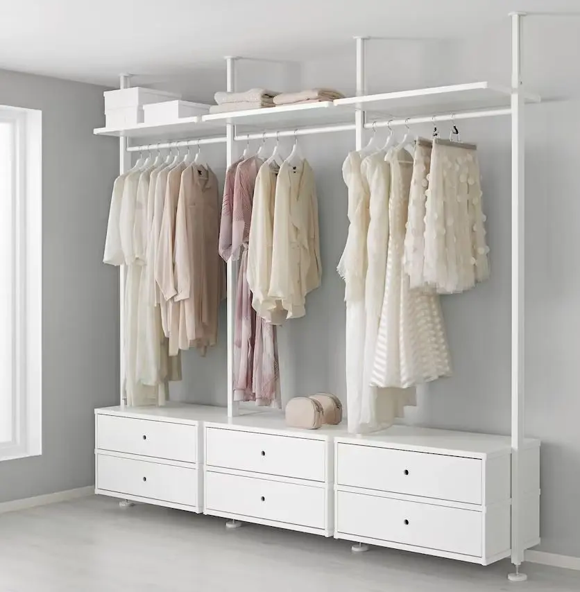 Sistem depozitare Ikea Elvarli 3 sectiuni/6 sertare 258x51x222-350 (Alb)