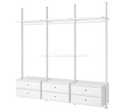 Sistem depozitare Ikea Elvarli 3 sectiuni/6 sertare 258x51x222-350 (Alb)