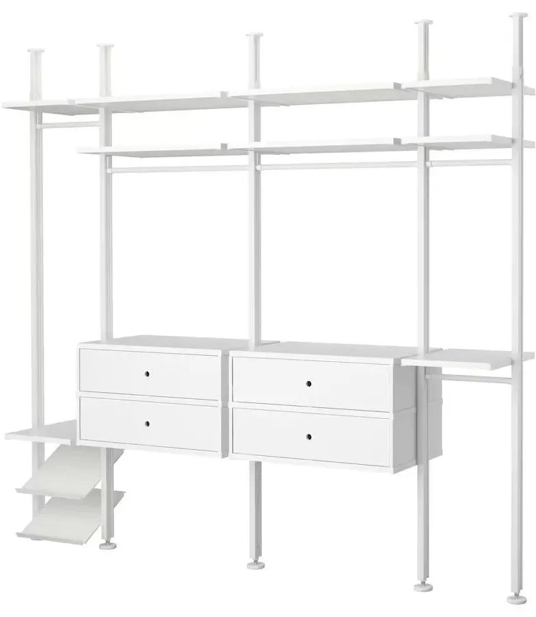 Sistem depozitare Ikea Elvarli 4 sectiuni/4 sertare 262x51x222-350 (Alb)