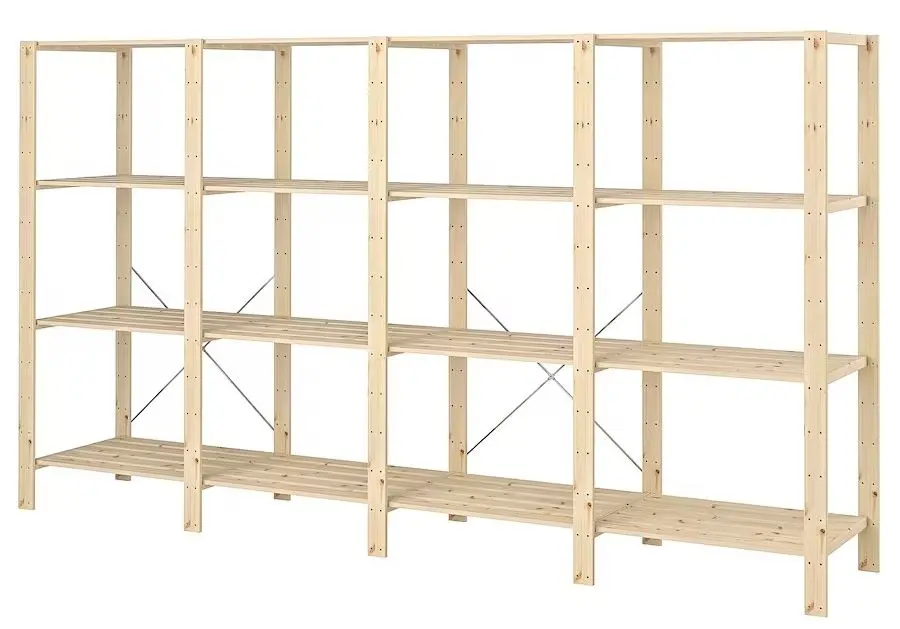 Sistem depozitare Ikea Hejne 4 sectiuni/rafturi 307x50x171 (Natur)