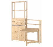 Sistem depozitare Ikea Ivar 2 sectiuni/masa plianta 175x30x226 (Pin)