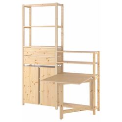 Sistem depozitare Ikea Ivar 2 sectiuni/masa plianta 175x30x226 (Pin)