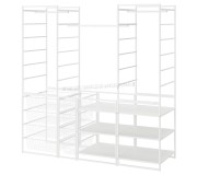 Sistem depozitare Ikea Jonaxel cadru/cos metalic/bara umerase/etajera 173x51x173 (Alb)