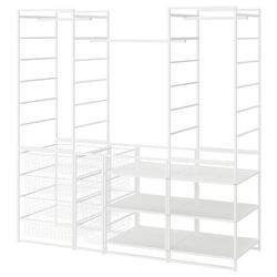 Система хранения Ikea Jonaxel каркас/сетчатые корзины/штанга/стеллажи 173x51x173 (Белый) Thumb