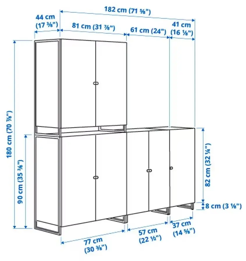 Система хранения Ikea Jostein для дома/улицы 7 дверей 182x44x180 (Белый)