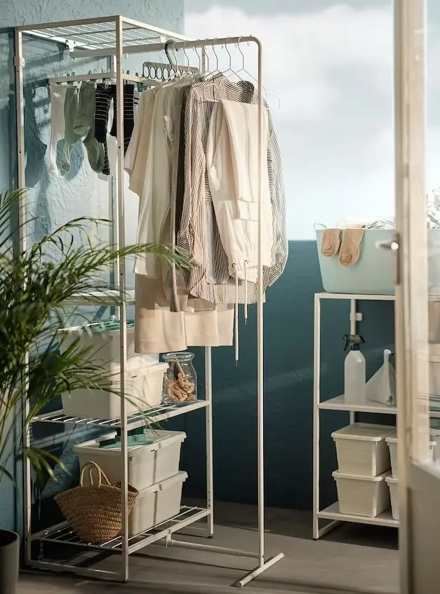 Sistem depozitare Ikea Jostein interior/exterior/plasa de sirma 61x53/117x180 (Alb)