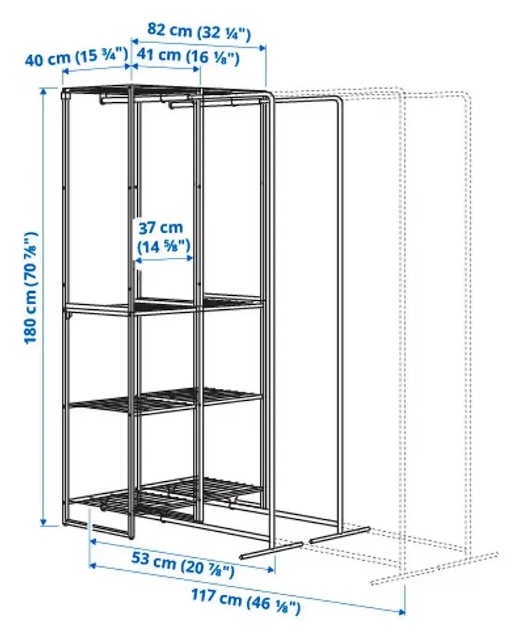 Система хранения Ikea Jostein для дома/улицы/сетка 82x53/117x180 (Белый)