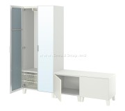 Шкаф Ikea Platsa с тумбой 200x42x191 (Белый Страумен/Фоннес Белый)