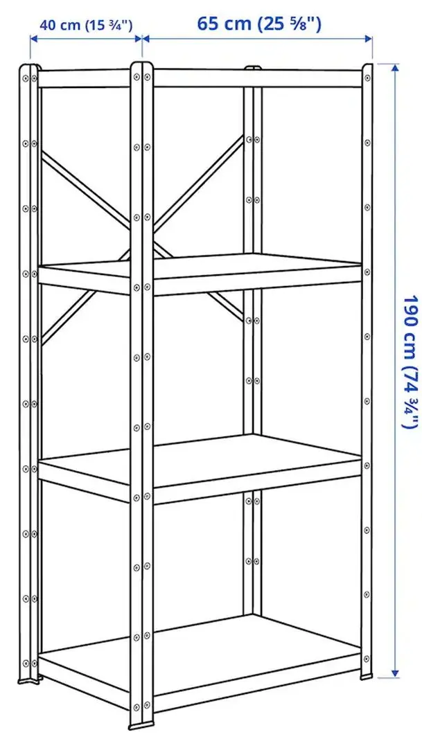 Etajera Ikea Bror 65x40x190 (Negru)