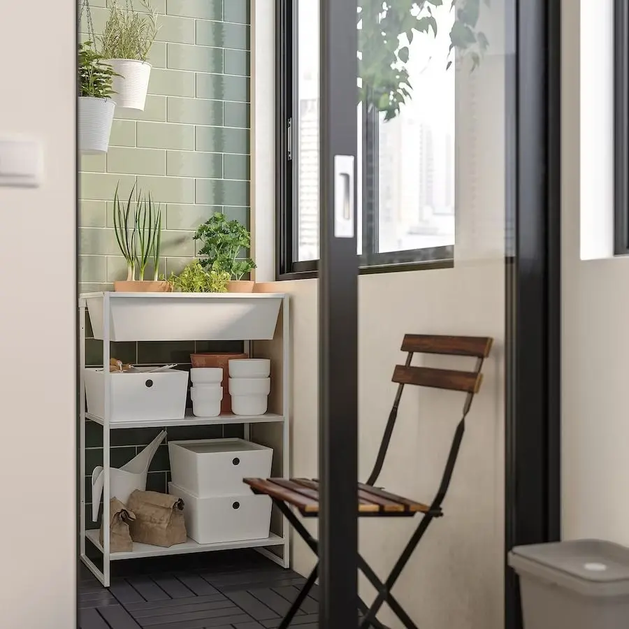 Etajera Ikea Jostein cu recipient 61x40x90 (Alb)