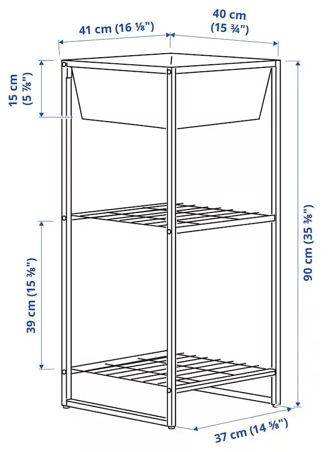 Etajera Ikea Jostein plasa de sirma/recipient 41x40x90 (Alb)