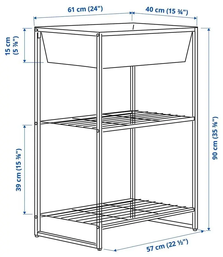 Стеллаж Ikea Jostein сетка/контейнер 61x40x90 (Белый)