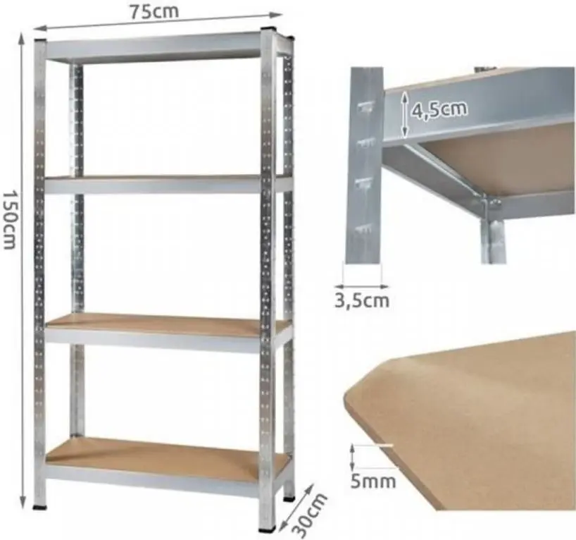 Etajera Malatec 2720 (Silver/Wood)
