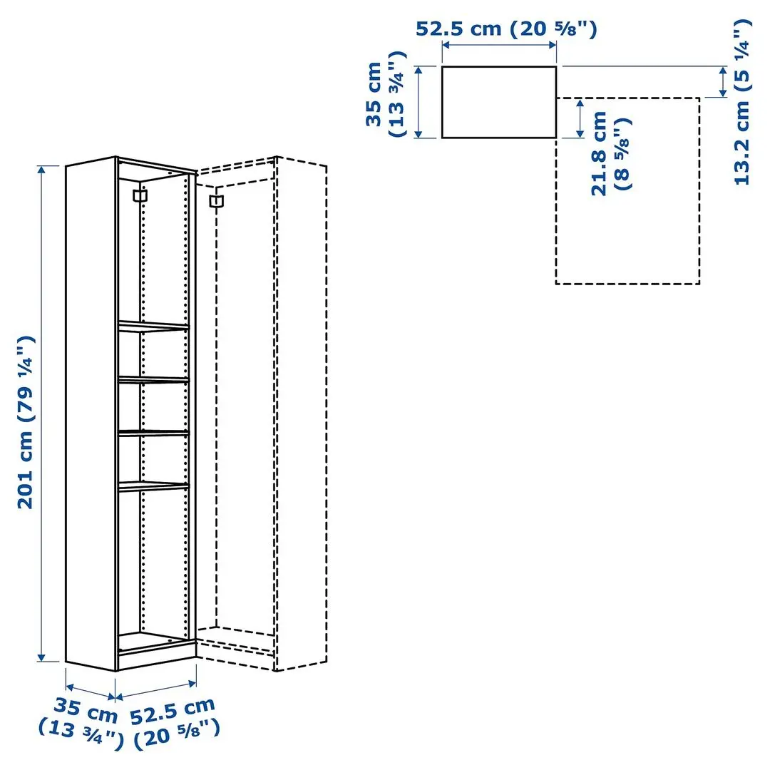 Дополнительный угловой модуль Ikea Pax 4 полки 53x35x201 (Белый) - 3