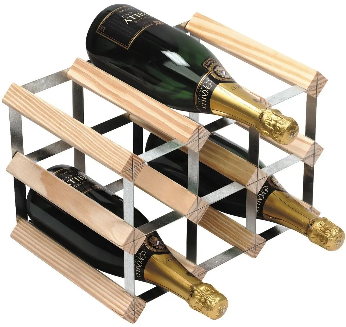 Suport pentru vin RTA Wine0032 Natur 9btl (Wood/Inox) - 2