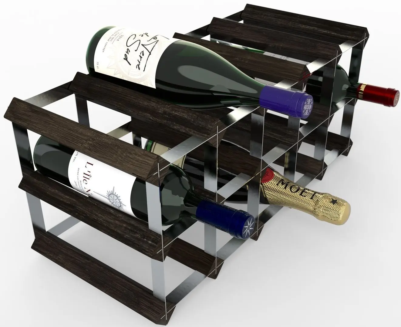 Suport pentru vin RTA Wine0072 15btl (Black Ash/Inox) - 3