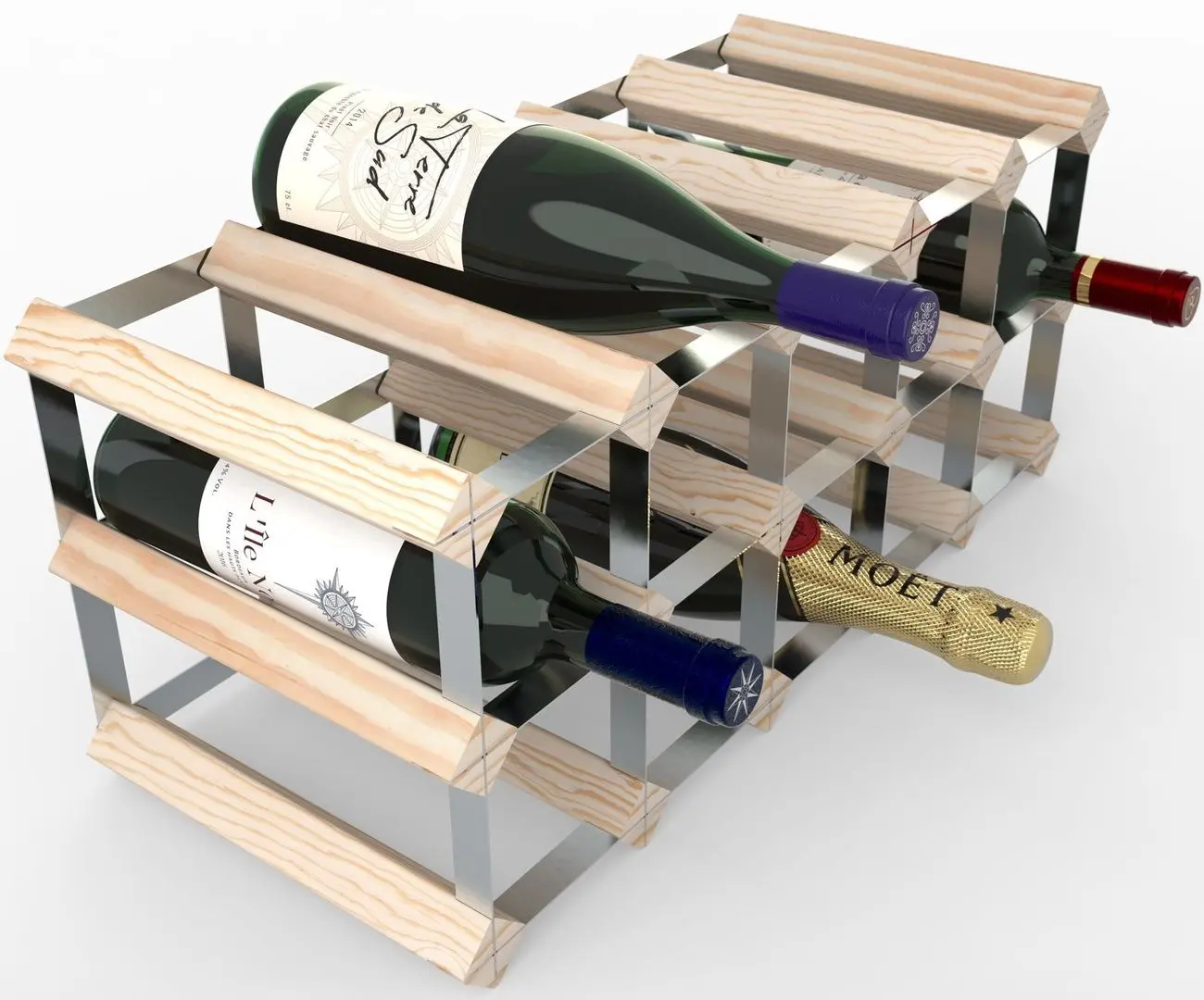 Suport pentru vin RTA Wine0120 Natur 15btl (Wood/Inox) - 3