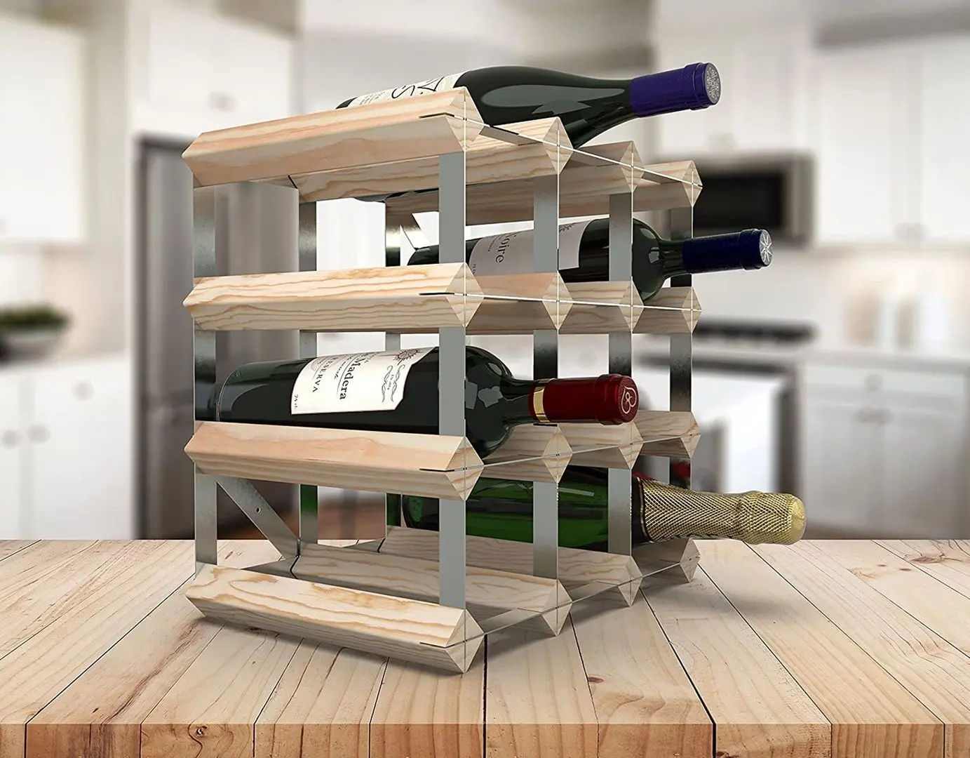 Suport pentru vin RTA Wine0540 Natur 12btl (Wood/Inox) - 2