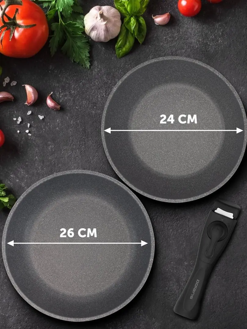 Набор сковородок Polaris EasyKeep-3D (Black/Grey)