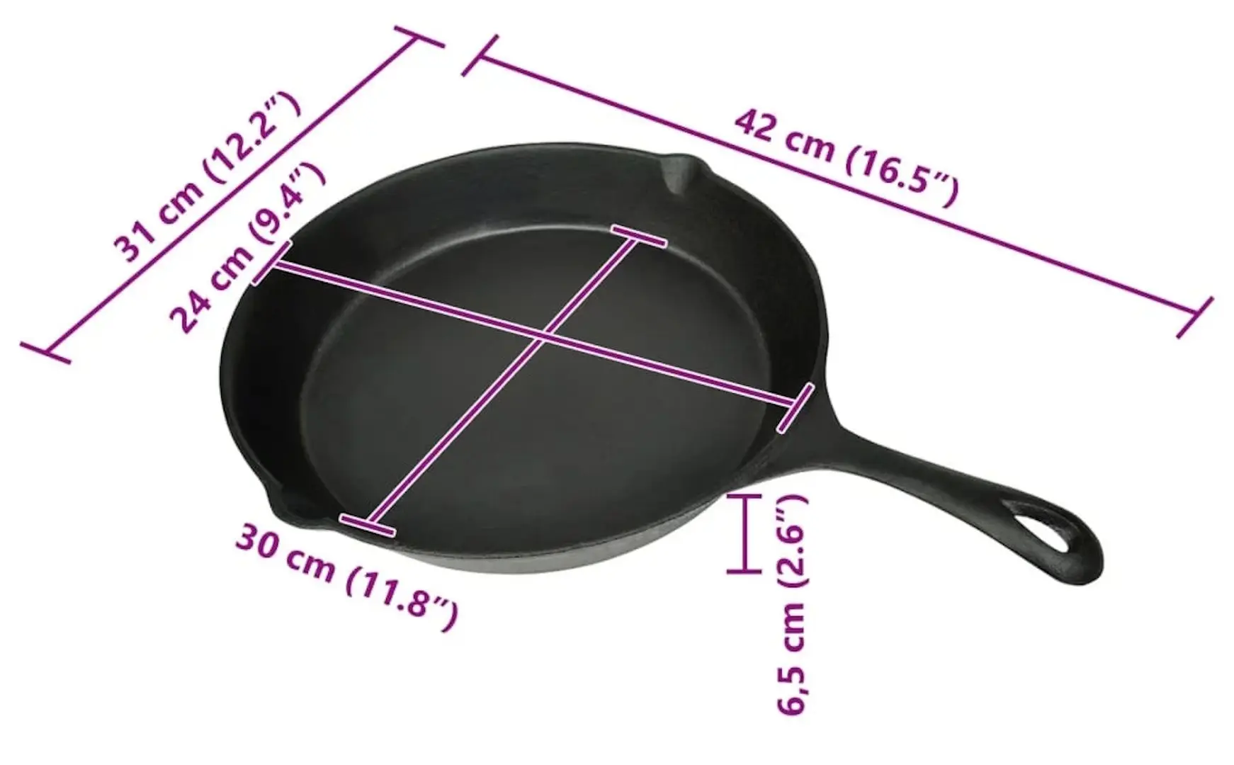 Tigaie VidaXL 50124 30cm (Black)