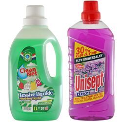 Set pentru spălătorie/curățare Clean Net Lessive Liquide 1L + Achem Unisept Bez 1L Thumb
