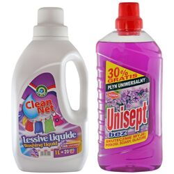 Set pentru spălătorie/curățare Clean Net Lessive Liquide 1L + Achem Unisept Bez 1L