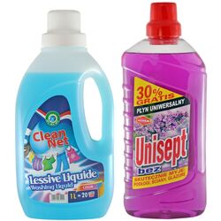 Set pentru spălătorie/curățare Clean Net Lessive Liquide 1L + Achem Unisept Bez 1L Thumb