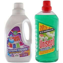 Set pentru spălătorie/curățare Clean Net Lessive Liquide 1L + Achem Unisept Bez 1L Thumb