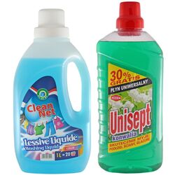 Set pentru spălătorie/curățare Clean Net Lessive Liquide 1L + Achem Unisept Bez 1L Thumb