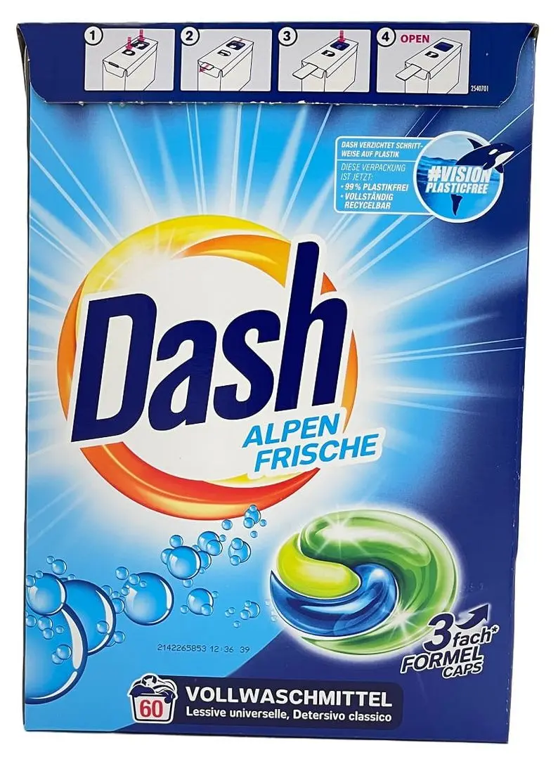 Капсулы для стирки 3в1 Dash Alpen Frische 60pcs