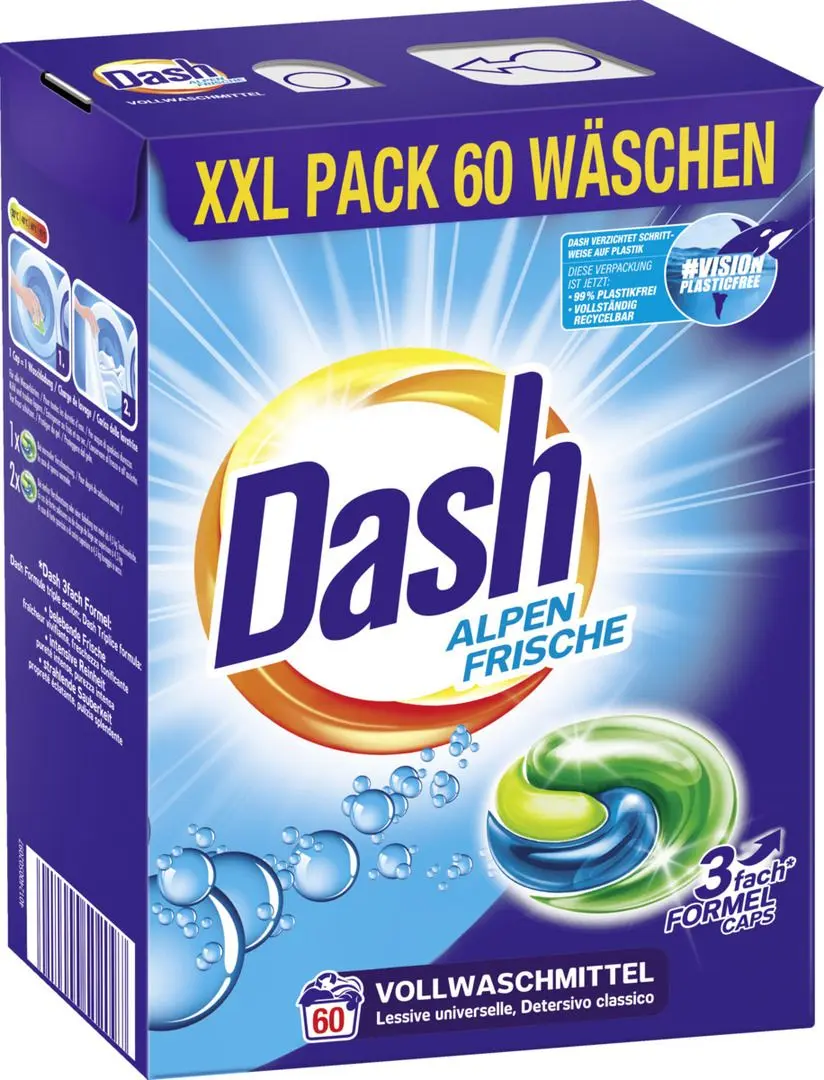 Капсулы для стирки 3в1 Dash Alpen Frische 60pcs