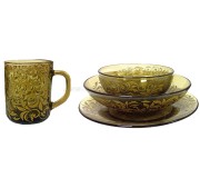 Set de farfurii Verso Design Emilia 24 (Brown/Gold)