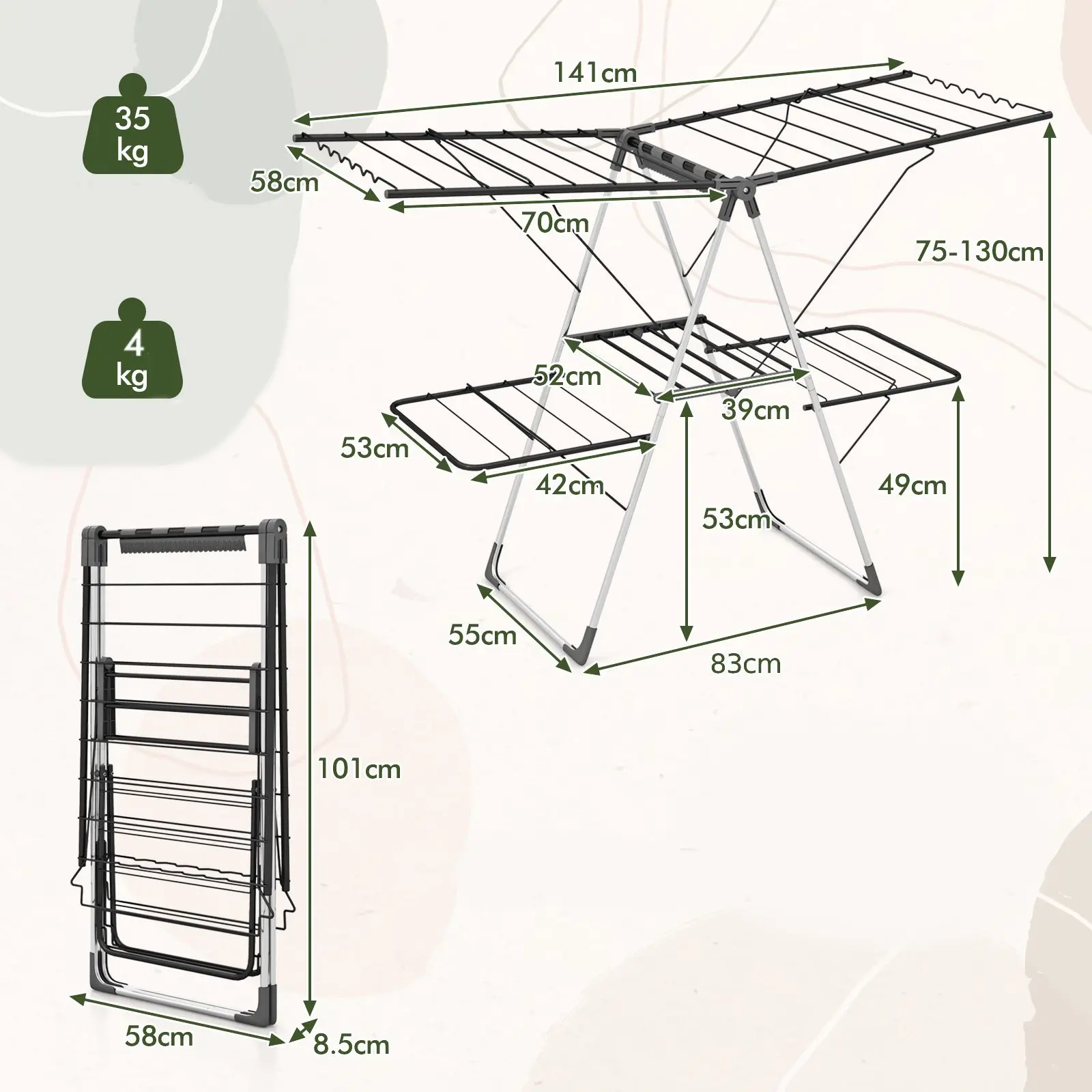 Uscator de rufe Costway JZ10242 (Silver/Grey) - 2