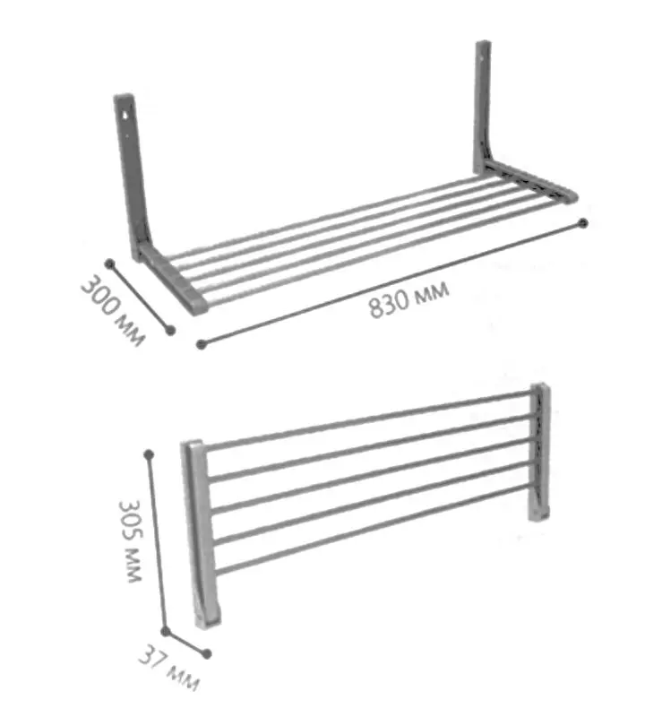 Uscator de rufe de perete Nika СН80-С (Grey) - 2