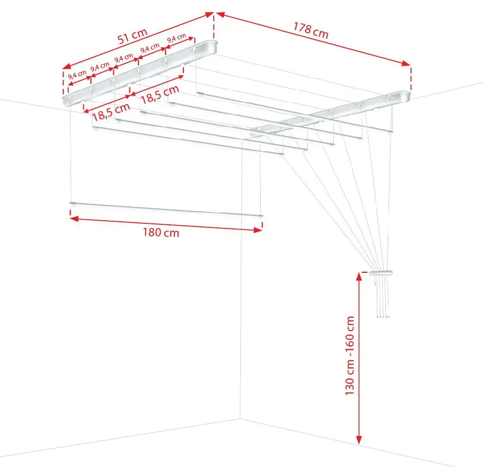 Uscator de rufe Sepio 6x180cm 3244 (White)