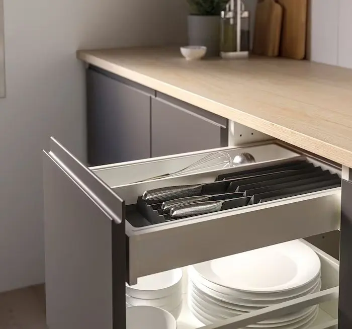 Подставка для ножей Ikea Uppdatera с подносом 20x50 (Белый/Антрацит)