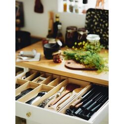 Подставка для ножей Ikea Uppdatera с подносом 20x50 (Светлый Бамбук/Антрацит) Thumb