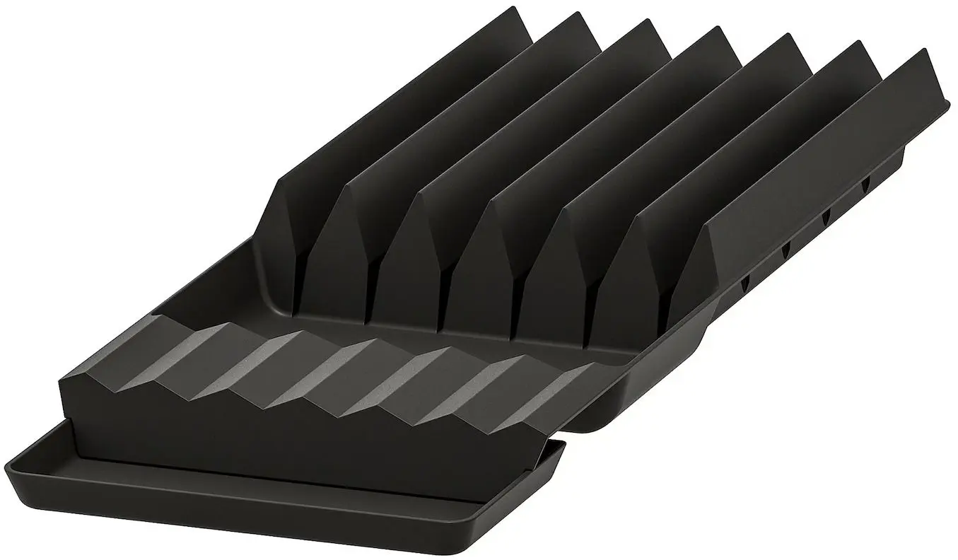 Подставка для ножей Ikea Uppdatera с подносом 20x50 (Светлый Бамбук/Антрацит)